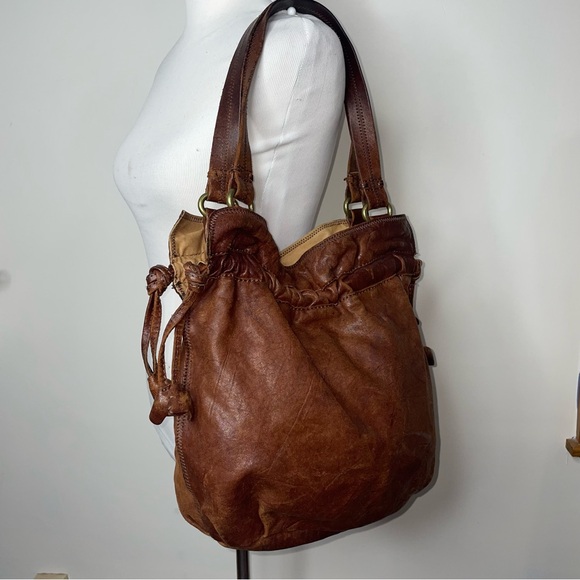 Lucky Brand Handbags - Lucky Brand Tulip Lamb Leather Drawstring Brown Handbag Shoulder Hobo Bag